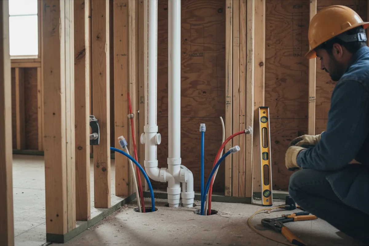 Drain and supply rough-in during Leak Detection in Carney