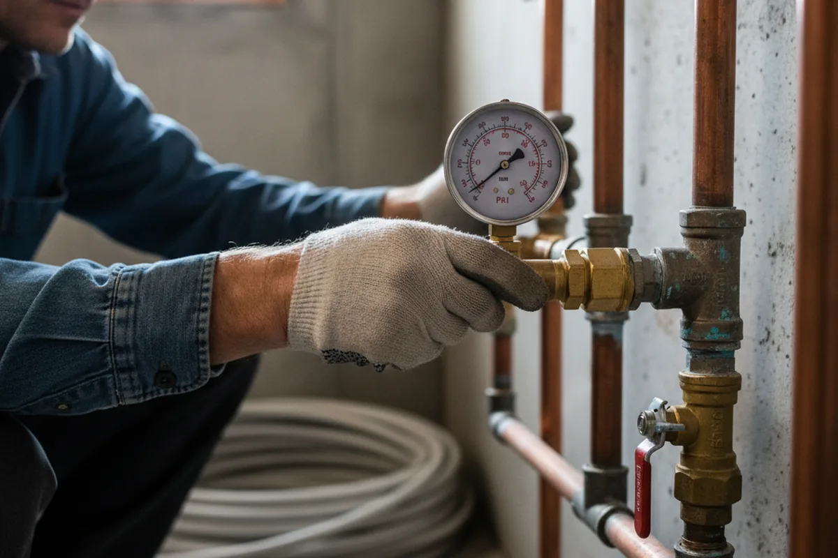 Pressure testing a repaired line during Water Line Repair in Carney